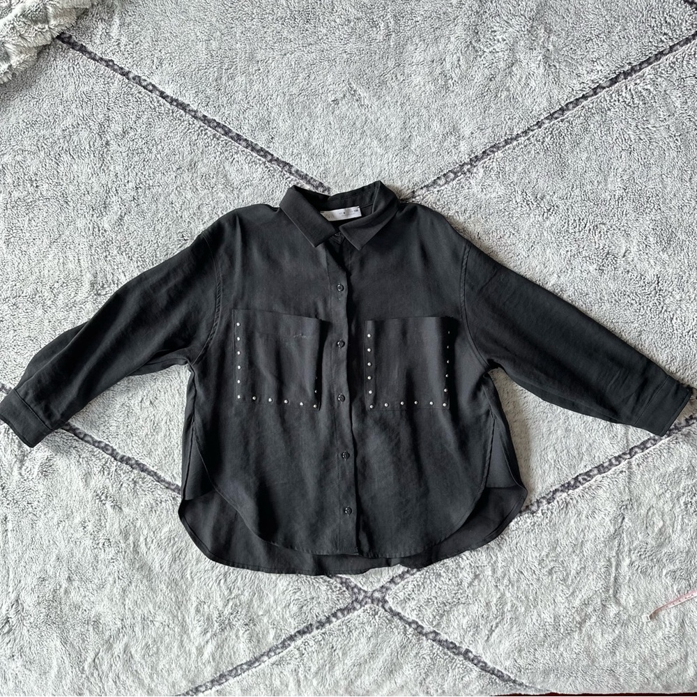ZARA Girls Black Blouse with pocket detail. Size 8